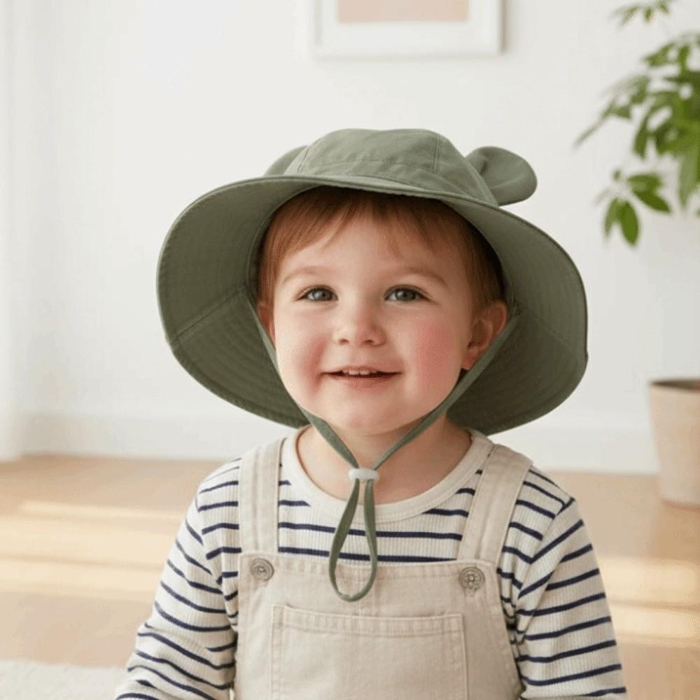 Cartoon Bear Kids Sunshade Bucket Cap Breathable Folding Baby Sun Hat Children Fisherman Hat Girls