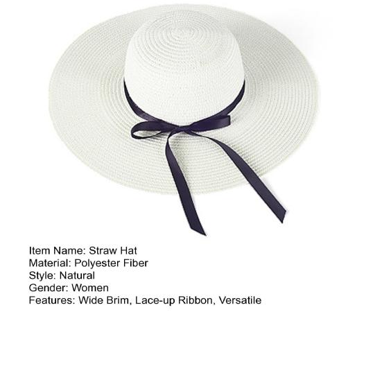 Women Straw Hat Wide Brim Lace-up Lightweight Quick-Drying Hat Hiking Sun Protection Hat Walking Neck