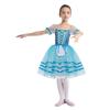 Girls Puff Sleeve Layered Tutu Dress Lace Trim Velvet Bodice Lace Up Back Ballet Costume