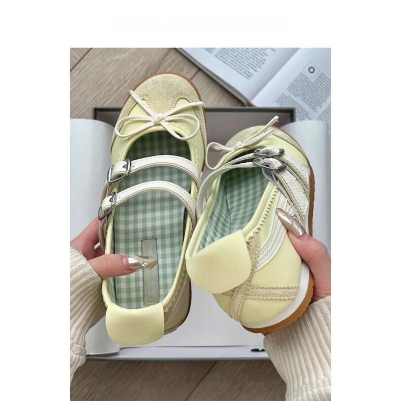 Cowhide Version~ Retro Mary Jane Single Shoes Women's Spring New Soft-soled Comfortable Ballet Flats Tide