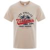 Camiseta de algodão gola redonda masculina, tops de verão, roupas respiráveis, Los Angeles California Beach Paradise Fashion