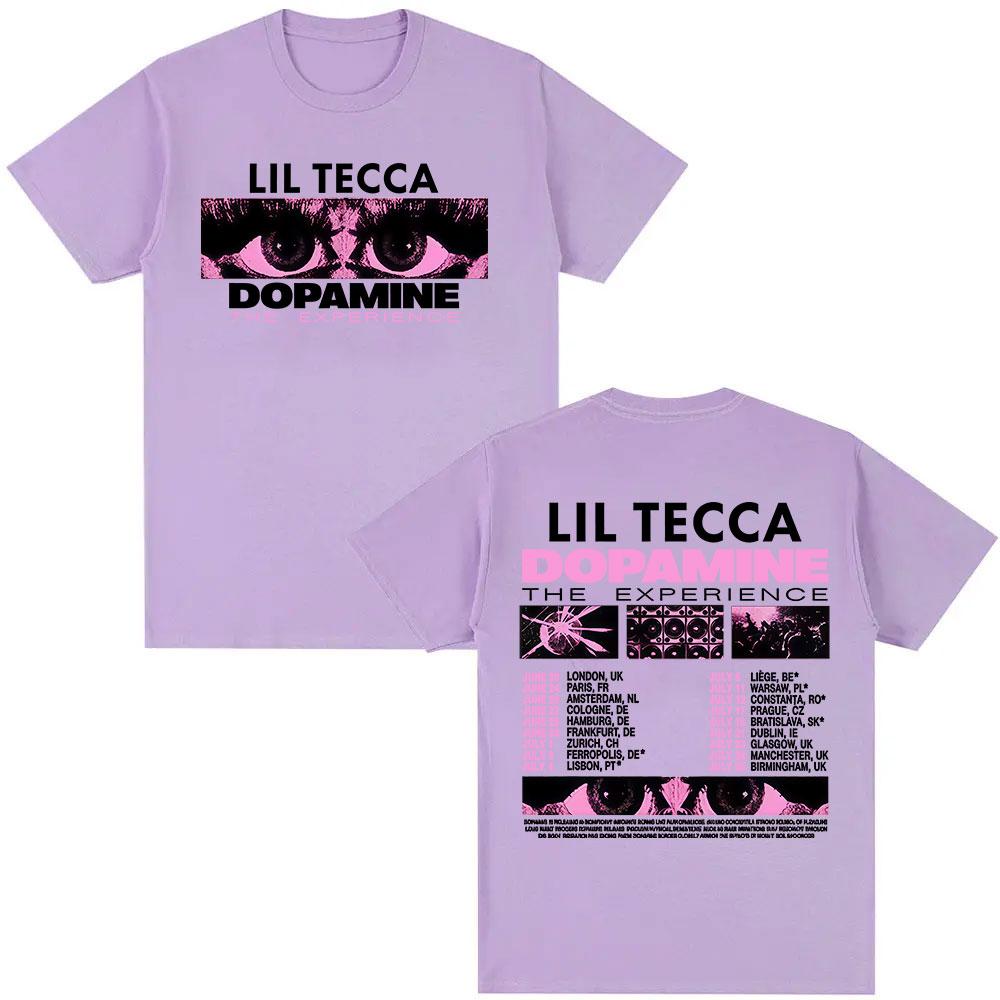 Lil Tecca Dopamne The Experience Tour 2025 Новая футболка Мужская Женская Ретро Эстетическая Одежда Футболки Повседневные Хлопковые Оверсайз Футболки