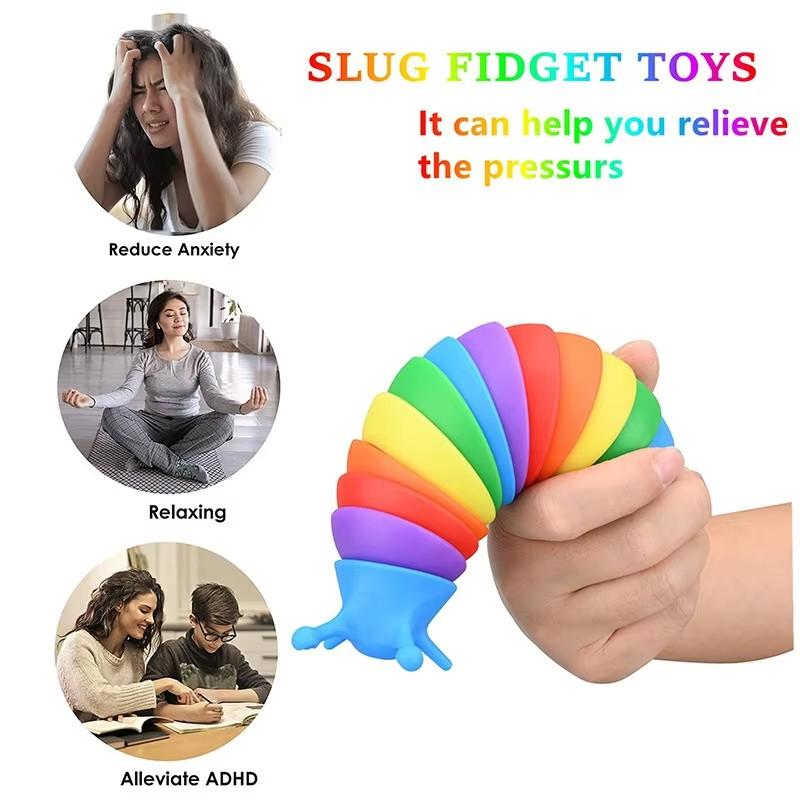 1Pcs Colorful Slugs Caterpillar Stress Relieving Bizarre Slugs Blowing Out Stress Relieving Puzzle Relieving Simulation Toys