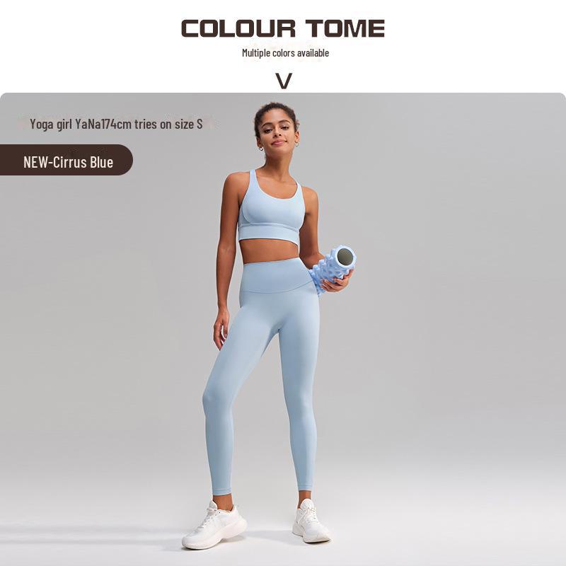 Европейский американский костюм для йоги с перекрестными спинами: Спортивный бюстгальтер для похудения и фитнес-брюки с карманами No-Line