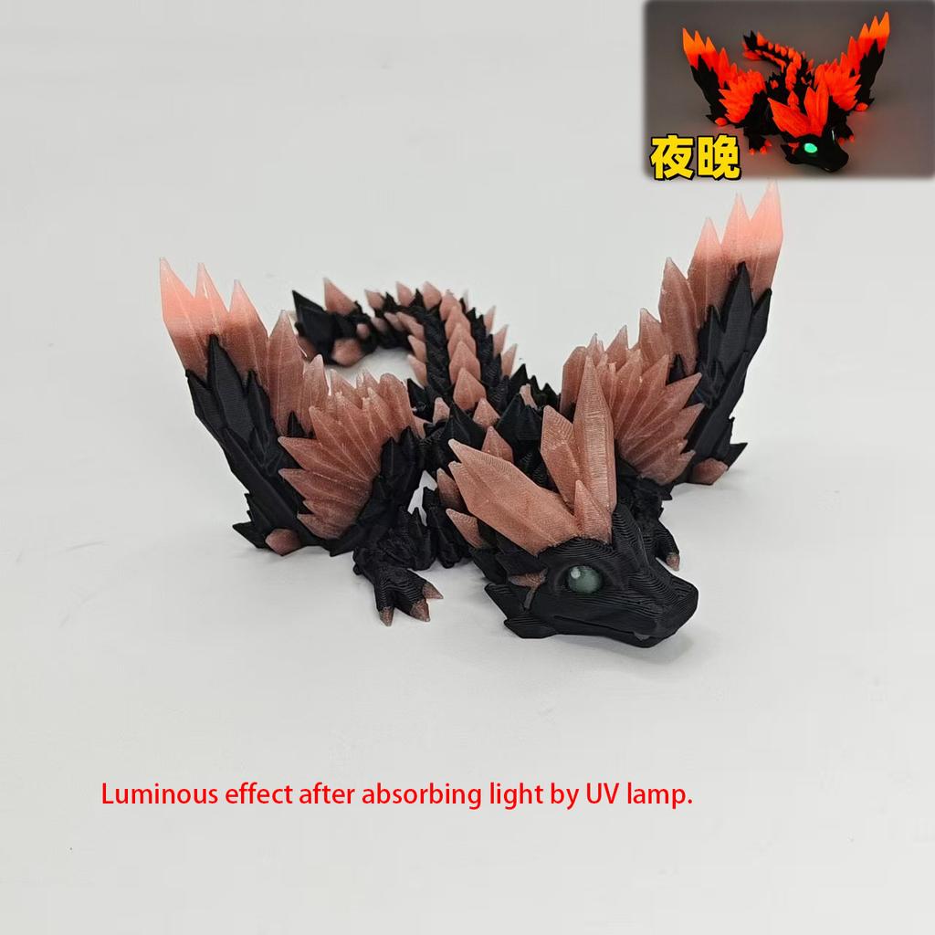 Красочный Светящийся Кристальный Летающий Дракон 3D Печатная Игрушка Подвижные Сочленения Симуляция Животного Дракон-Модель Из Драгоценного Камня Настольный Декор