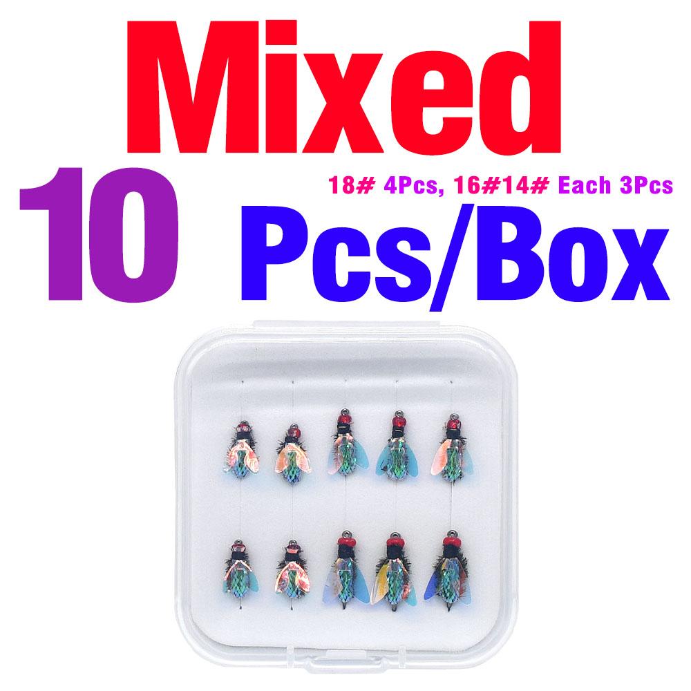 10Pcs/Box Laser Double Winged Fly Fishing Flies Realistic Artificial Bionic Insect Lure for Bass Trout Carp - Fly Fishing Bait