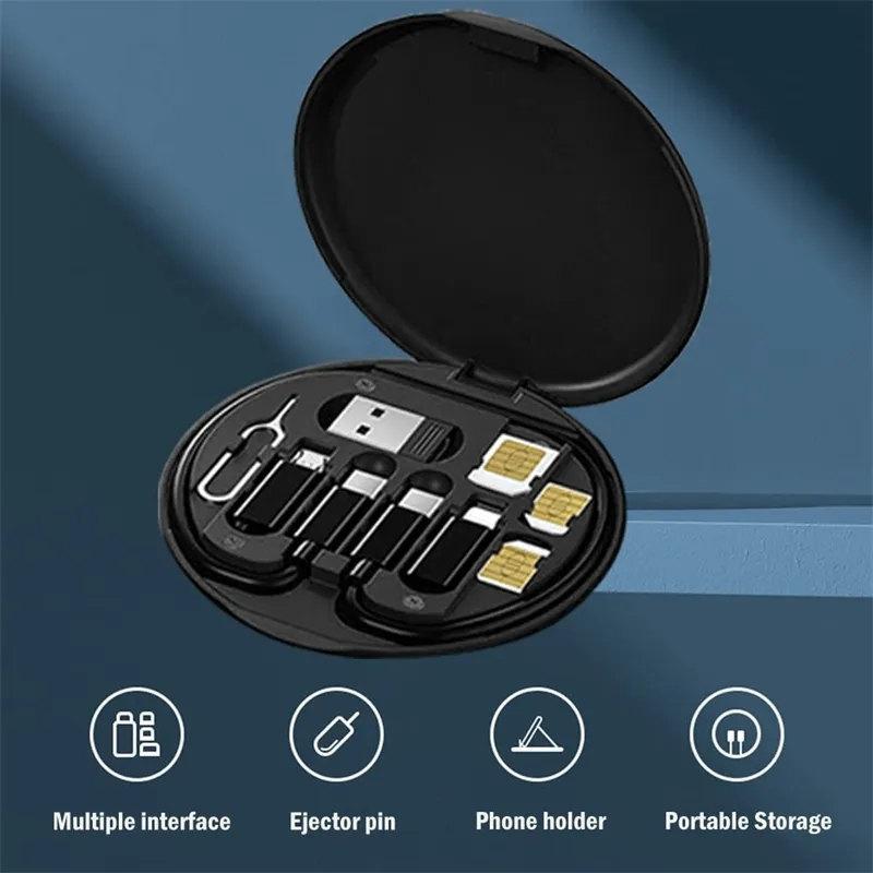 Комплект адаптеров для быстрой зарядки Type-C на USB C на Micro USB на освещение для IPhone 14 13 12 Pro OTG Converter Multi Box Storage