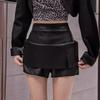 Женская короткая юбка А-силуэта из ПУ кожи с высокой талией 2023 - Мода осень/зима
