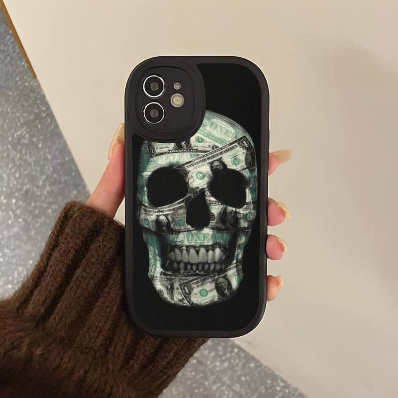 Чехол для телефона Yinuoda Funny Skull Currency, жесткий кожаный чехол для iPhone 13, 12, Mini, 11, 14, Pro, Max, Xs, X, Xr, 7, 8, Plus, 6, 6s, Se