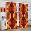 Retro 60S 70S Curta Geometric Pattern Orange Modern Abstract Blackout Window Drapes For Bedroom Living Room Kitchen Cafe Deco