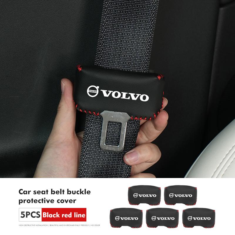 For Volvo 2pcs Leather Car Seat Belt Protective Buckle Anti-Scratch Cover S60 S80 S90 C30 XC40 XC60 XC70 XC90 V40 V60 V90 T6