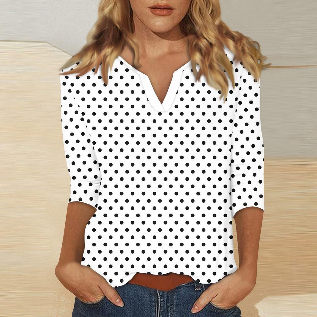 Women's Stand Collar 3/4 Sleeve Printed Top T-shirt
