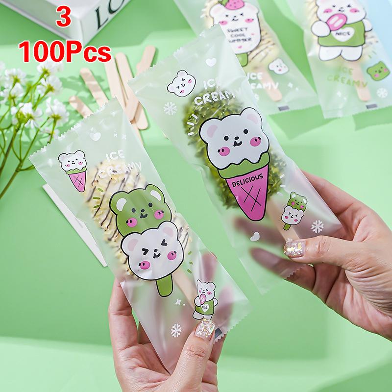 100 шт. пищевые пакеты для мороженого одноразовые пластиковые защитные чехлы для хранения мороженого с рисунком мешок для упаковки мороженого своими руками
