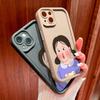 For iPhone 16 15 14 13 12 11 Pro Max XS Max XR X SE 8 7 Cute Purple Clothing Girl Pattern Soft Silicone Full Lens Protect Phone Case
