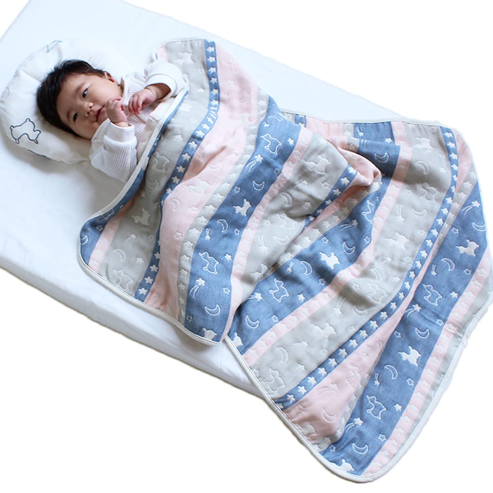 Rody nino nino Rody Марля Сделано в Детское Одеяло-пеленка 6-слойное одеяло, Япония, (Розовый/Темно-синий)