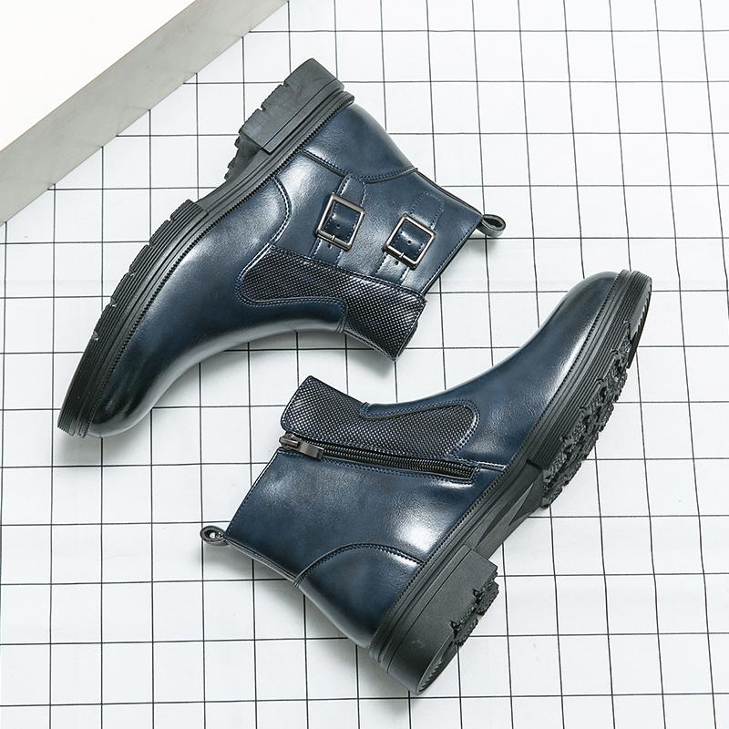 Модные итальянские кожаные сапоги чернильно-зеленого цвета, полусапожки темно-синего цвета, черные классические сапоги, деловые сапоги, коричневые зимние сапоги