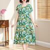Плюс Размер Винтаж Длинные Платья для Женщин Короткий Рукав Элегантное Платье Свободная Летняя Одежда