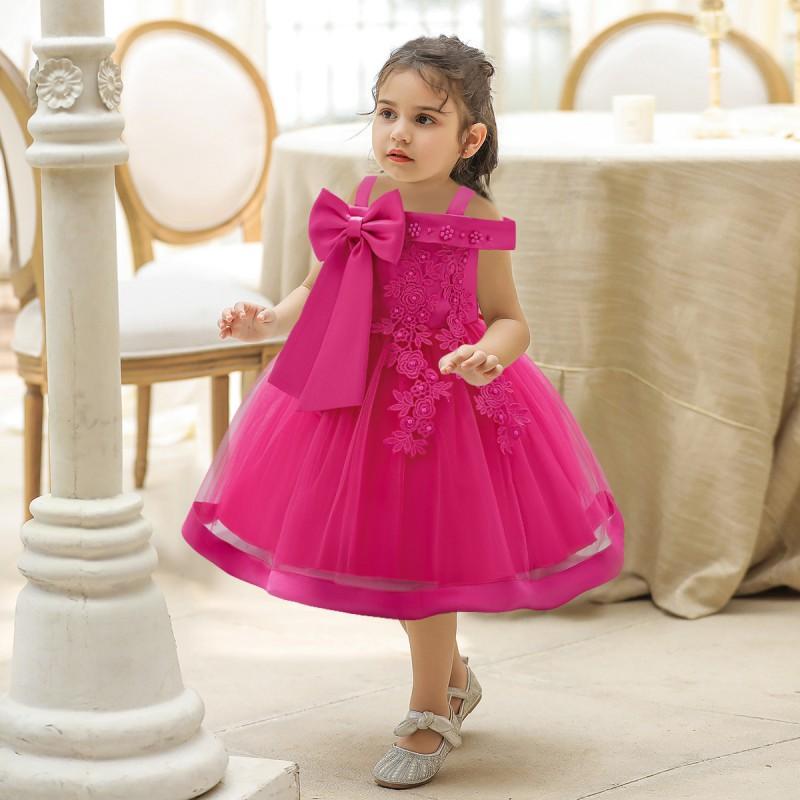 Girls Off Shoulder Princess Dress Party Performance Formal Wear Kids Prom Gown