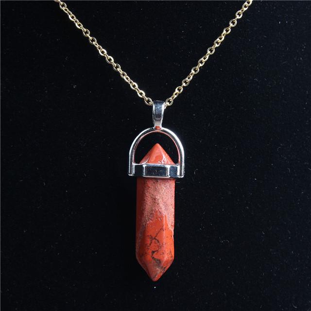 29 Стиль 42 см Натуральный Кристалл Камень Ожерелье Шестигранная Колонна Золотая Цепь Нержавеющая Сталь Подвеска Для Самодельных Ювелирных Изделий Для Мужчин И Женщин