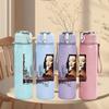 1PC Retro Female Singer Dark Grayscale Portrait Print 750ml Portable Sports Water Bottle Leakproof Gym Outdoor Travel Drink Cup