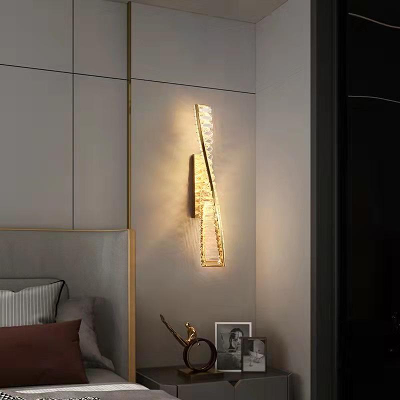 Modern Minimalist Crystal Wall Lamp - Long Strip Design for Living Room and Bedroom