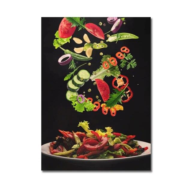 Кухня плакат пицца стейк салат гамбургер буррито фотографии ресторан настенная живопись печать западная кухня холст картина без рамки