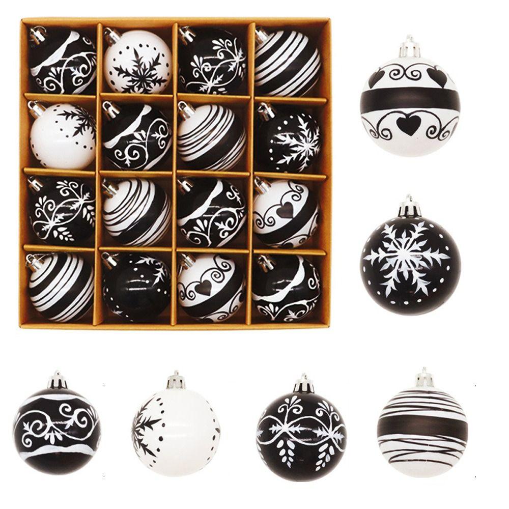 16pcs Plastic Painted Christmas Balls Set 6cm Christmas Tree Pendant  New Year Gifts