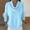 Women's Casual And Fashionable Round Neck Long Sleeved Knitted Solid Color Top Sweater