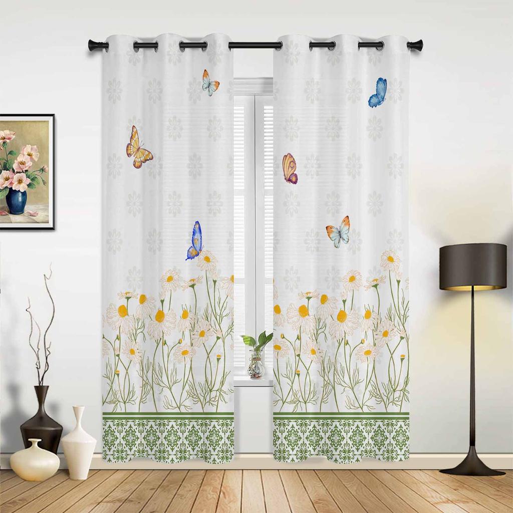 Black White Baroque Pattern Flower Vine Abstract Window Curtains Scenic Curtains for Living Room Decorative Items Living Room