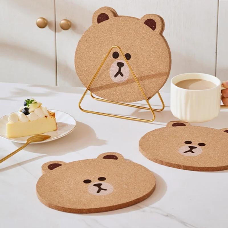 Подставки из дерева Brown Bear с защитой от ожогов, теплоизоляция, нескользящие салфетки для кухонного стола, керамические коврики для кастрюль, подставки под домашнюю подставку