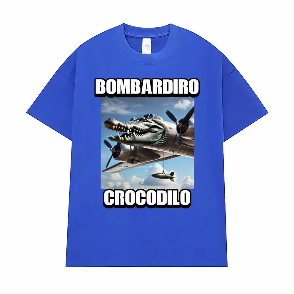 Bombardino Crocodilo Meme T-Shirt Men Women Short Sleeve Cotton Tees Funny Graphic T-shirt Y2k Outfit Summer Tops Men's Clothing