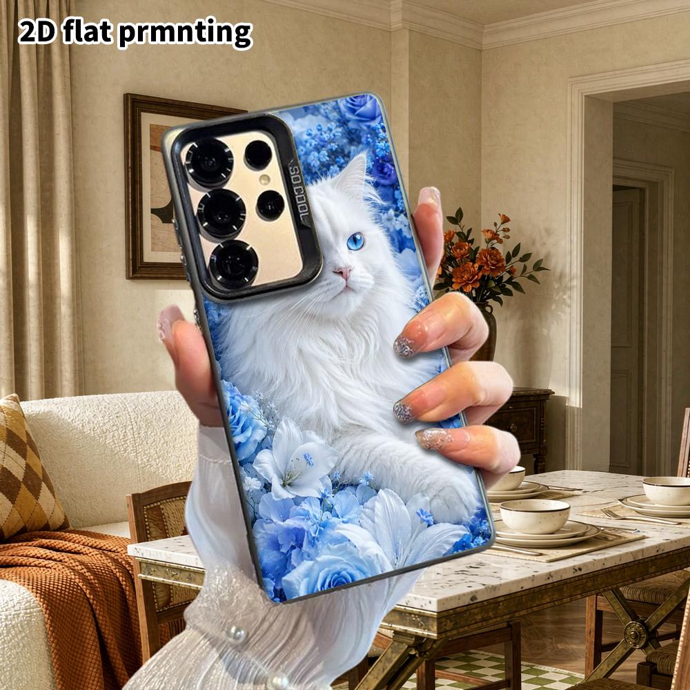 Чехол для телефона: 2D Плоский Защитный Чехол для Samsung Galaxy A34 A35 M05 M06 S20 S22 S21 FE Plus 5G, Стиль для Пары, Белый Кот с Длинными Волосами, Рождество и Хэллоуин