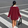 Женская Винтажная Спортивная Толстовка в Стиле Color Block с Воротником в Полоску Оверсайз с Длинным Рукавом Повседневный Топ
