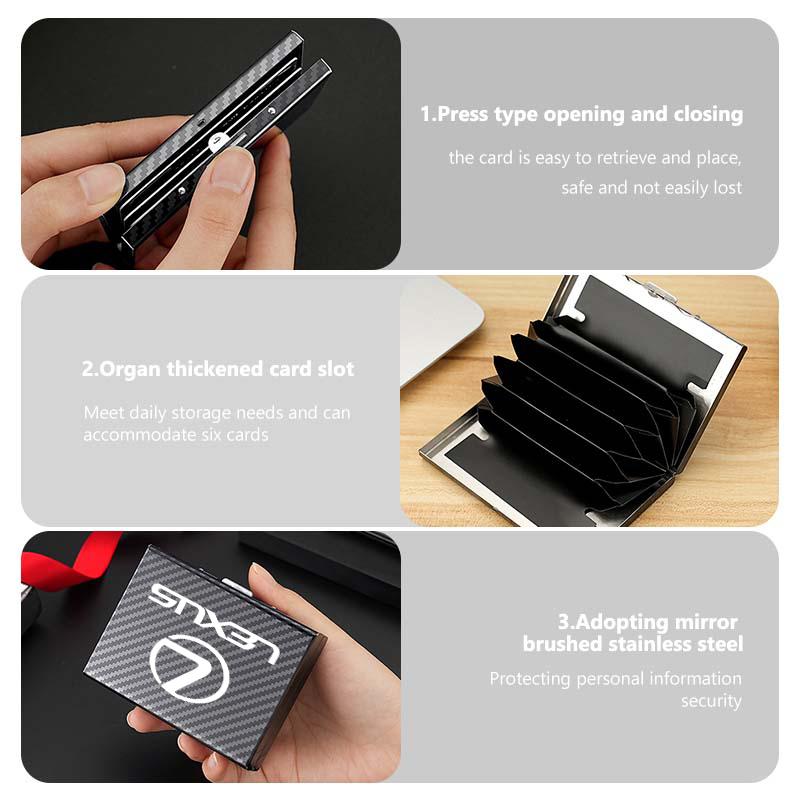 Мужской держатель для карт с RFID-защитой, тонкий металлический кошелек, держатель для кредитных карт с защитой от сканирования для Lexus RX350 IS250 CT200h ES250 ES300h NX300h