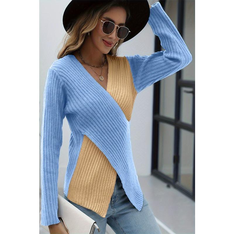 Женский свитер-перекресток с асимметричным узором осень-зима