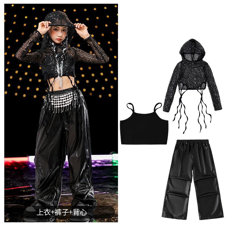 Girls Hip Hop Dance Costume Kids Cool Stage Performance Outfit Winter Jazz Dancewear