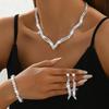 Свадебный ювелирный набор 2024: Ожерелье, серьги и браслет со стразами и дизайном когтевой цепочки