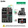 4 Channel Audio Mixer with Wireless Microphone USB Sound Table Bluetooth Console DJ Mixing for Party Karaoke Machine Soundbar