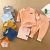 0-4Y Winter Kids Thermal Underwear Set Fleece-Lined Warm Pajamas for Baby & Toddler High Waist Thermal Top + Pants Cold Weather Base Layer