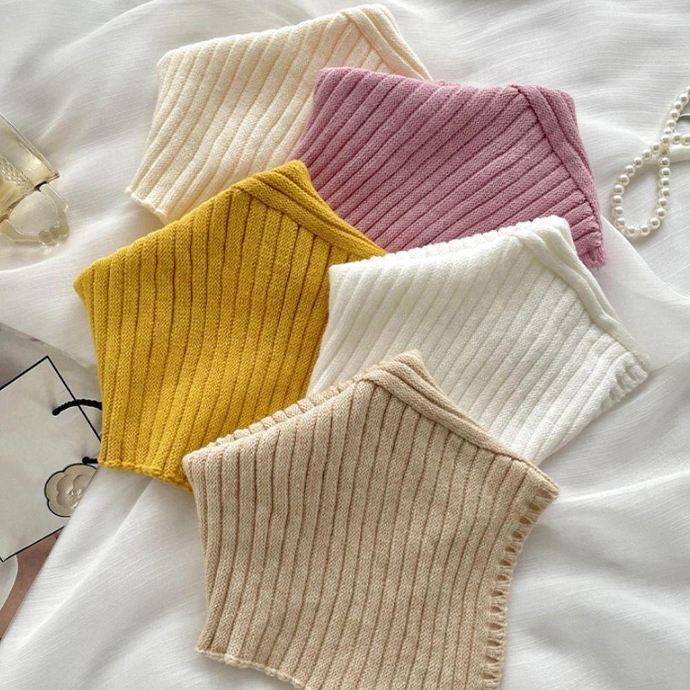 High Collar Warm Scarf Knitted Fake Collar Turtleneck Scarf Korean Style Scarves Female Wool Scarf