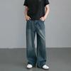 Осенние Зимние Американский Ретро Эластичная Талия Джинсы Мужские Свободные Прямые Широкие Длинные Брюки