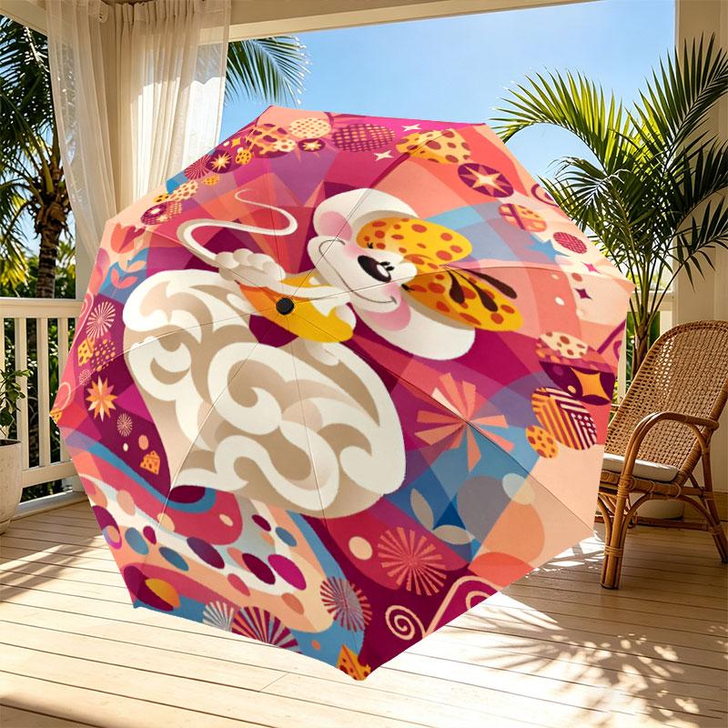 Diddl Print Automatic Open Close Umbrella, Portable Foldable Umbrella, for Outdoor Commute Camping Trip, Ideal Birthday Gift