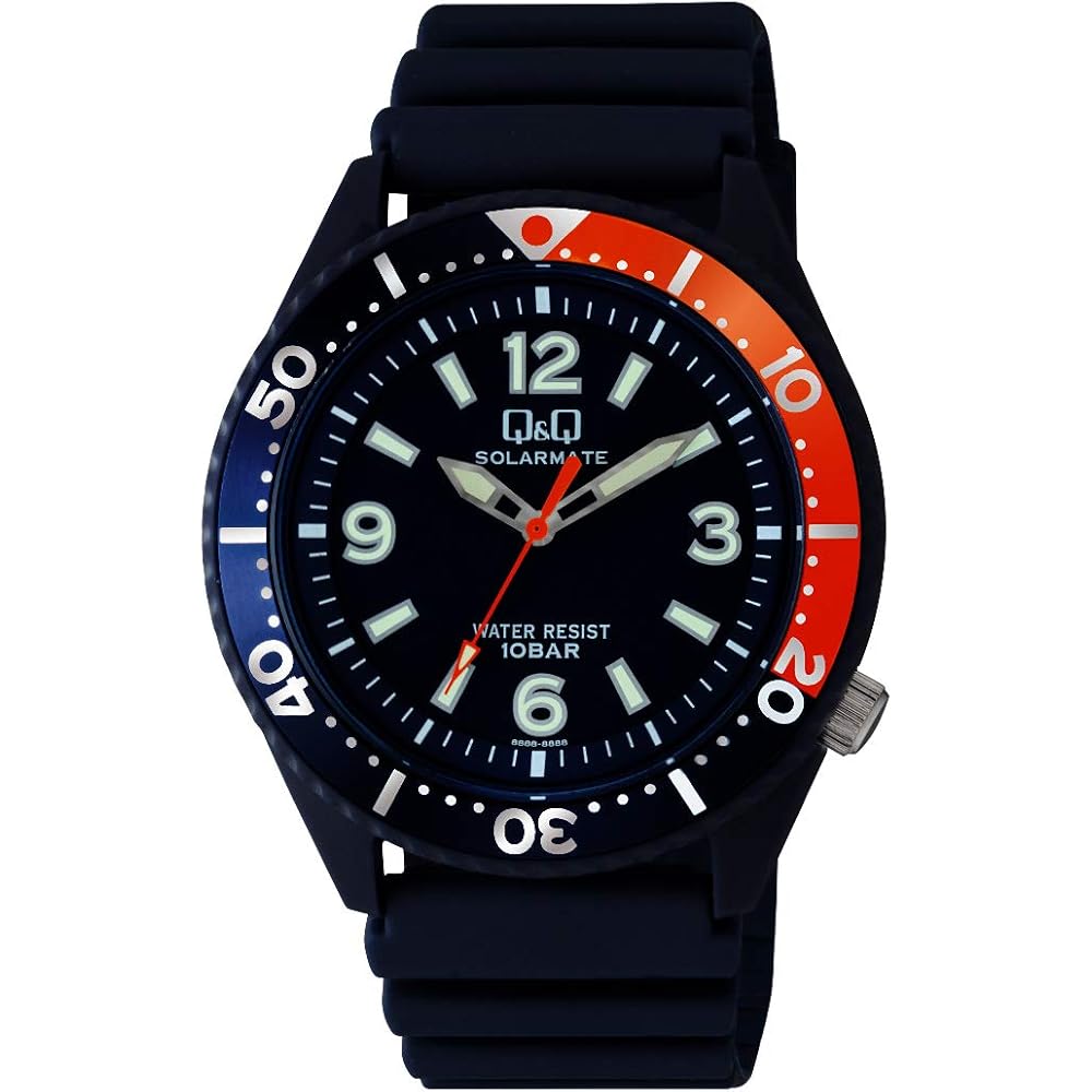 Мужские часы Citizen Q&Q Solar, 10 АТМ, водонепроницаемые, аналоговые, с полиуретановым ремешком, темно-синие