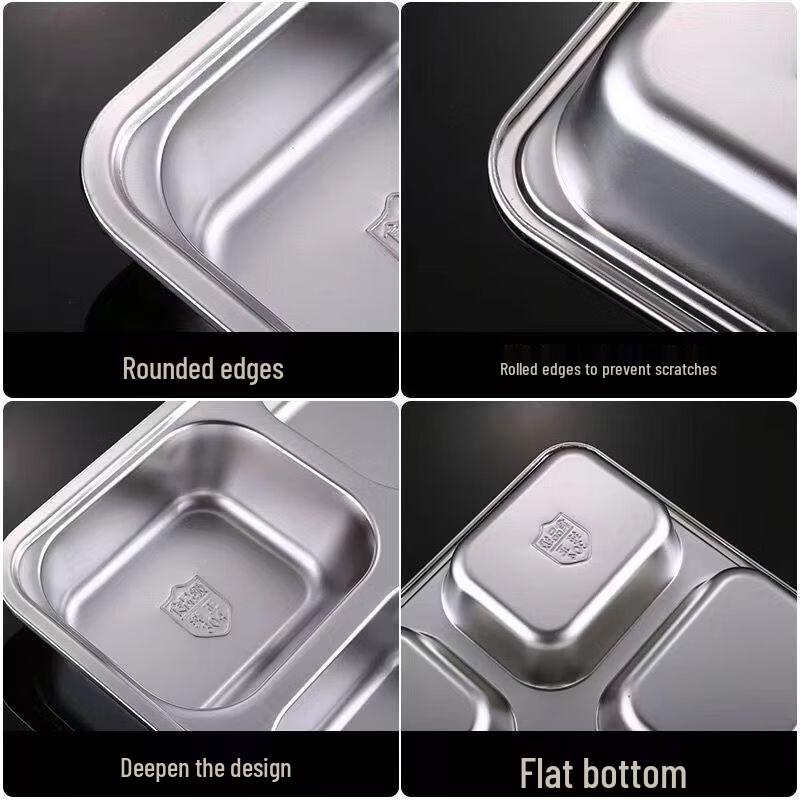 WUHE Stainless Steel 6-Compartment Divided Dinner Plate