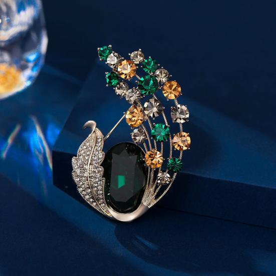 Women Brooch Faux Crystal Decor Anti-slip Wear-resistant Suit Coat Collar Hat Scarf Decoration Clothes Pin Prom Party Garment Jewelry