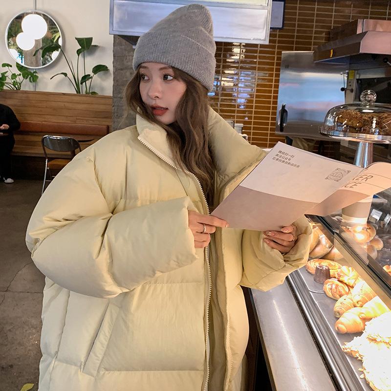 2023 Новые зимние толстые теплые длинные пуховики женские свободные воротник-стойка шарф-пуховик свободные хлопчатобумажные утолщенные куртки-хлебки пальто модные женские парки