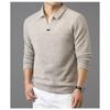 Men S Long Sleeve Solid Color Polo Shirt Loose Fit Casual Top