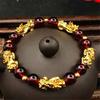 Brave Troops Garnet Beads Bracelet Wealth Good Luck Chinese Beast Wristband Gold  Men Women Bracelet Wholesale