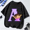 Dora The Explorer T Shirt Summer Short Sleeved Overside Clothes Hot Sale Cartoon Casual Streetwear Crew Neck Boy Girl Tops