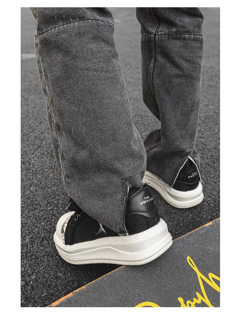 Smiley Big Head Men's Height-Boosting Canvas Shoes – Autumn Casual Fashion with Thick Soles